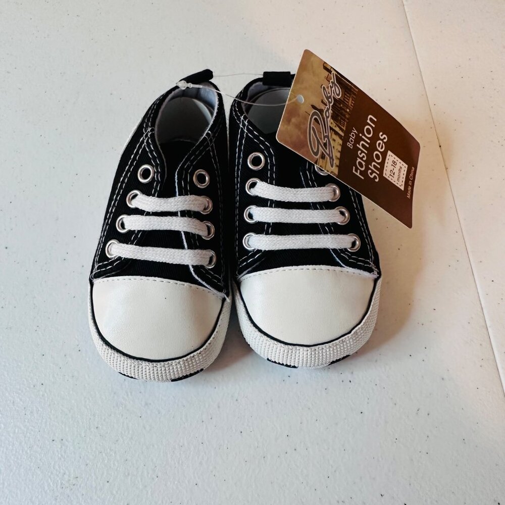 Baby High Top Sneakers Shoes Black Canvas Sneakers Baby 12-18 months Size 3